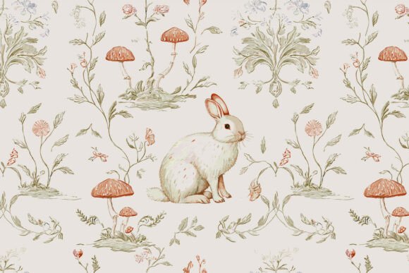 Bringing Fairy-Tale Charm to Modern Design with a Romantic Rococo Easter Bunny Pattern