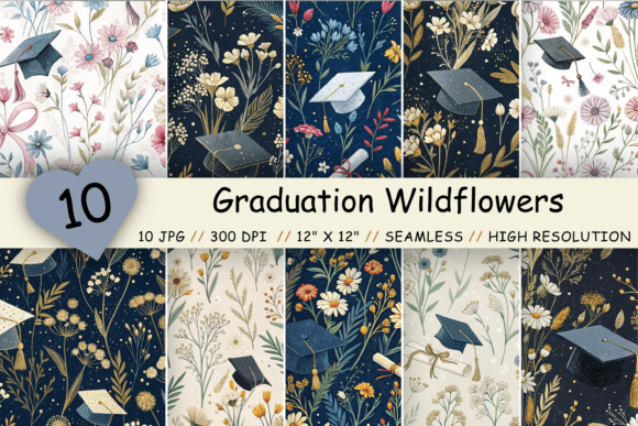 Elevate Your Celebrations with the Graduation Wildflowers Seamless Pattern
