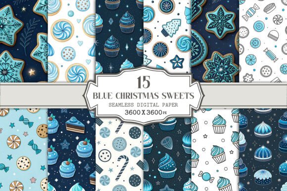Elevating Holiday Design with the Blue Christmas Sweets Seamless Pattern