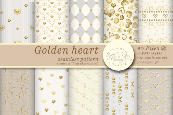 Elevating Your Creative Projects with a Golden Heart Seamless Pattern