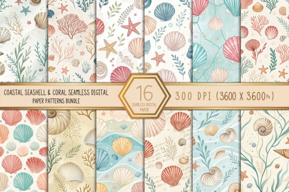 Embracing the Ocean's Calm: The Versatility of Coastal Seashell Coral Seamless Paper