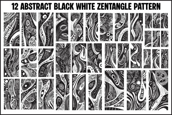 Evaluating 12 Abstract Black White Zentangle Pattern Collections for Design Projects
