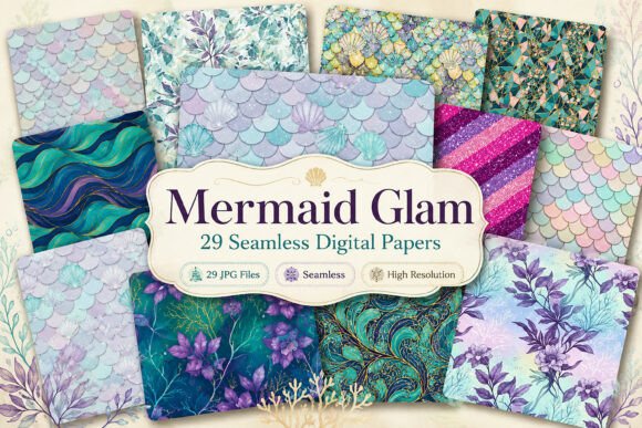 Mermaid Glam Seamless Digital Paper Guide