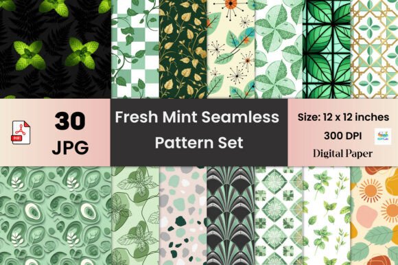 Strategic Design Decisions: Leveraging the Fresh Mint Seamless Pattern Set for Brand Growth