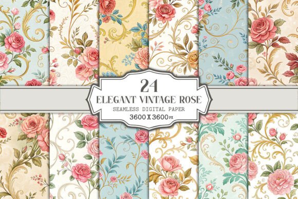 Unlock Timeless Beauty with the Elegant Vintage Rose Seamless Pattern Bundle