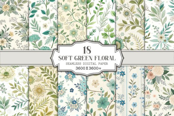 Unlocking Creativity with the Soft Green Floral Seamless Pattern Bundle